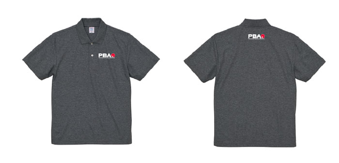 PBA公認　ロゴ入りポロシャツ　チャコールグレー（左胸・背中）
