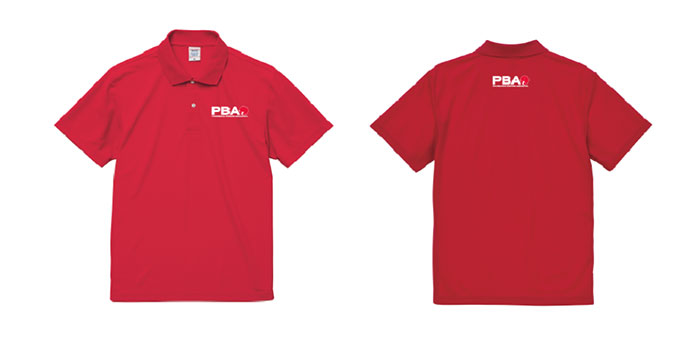 PBA公認　ロゴ入りポロシャツ　赤（左胸・背中）